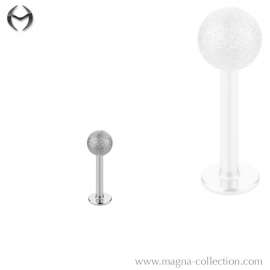 Steel Labret with ball in diamond cut design - Sand-blasted