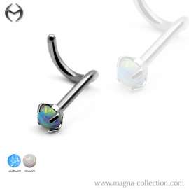 1.0mm (18gauge) x 7mm Steel Nose Spiral with 2mm Opal - prong setting