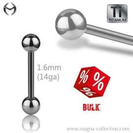 250 Stk. Bulk Pack - 1.6mm (14gauge) Titanium Barbells with balls