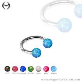 1.6mm (14gauge) Steel Circular Barbell mit 4mm Opal