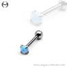 1.2mm (16gauge) x 8mm Steel Barbell mit 3mm Opal - Krabbenfassung