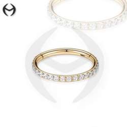 18K Gold Steel Segment Ring Clicker - mit Kristallen in Crystal Clear