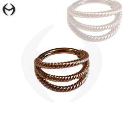 18K Rose Gold Steel Segment Ring Clicker mit Design - Stärke 1.2mm x 8mm